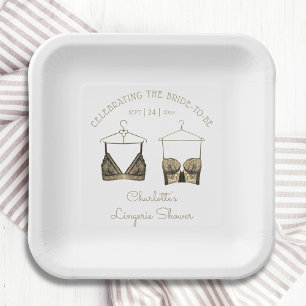 Assiettes En Carton Fête des mariées de lingerie en dentelle noire