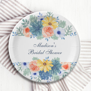 Assiettes En Carton Fête des mariées de Macaron Floral Succulent