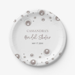 Assiettes En Carton Fête des mariées de perle blanche minimale