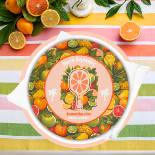 Assiettes En Carton Fête des mariées de Pickleball de Citrus Tropical