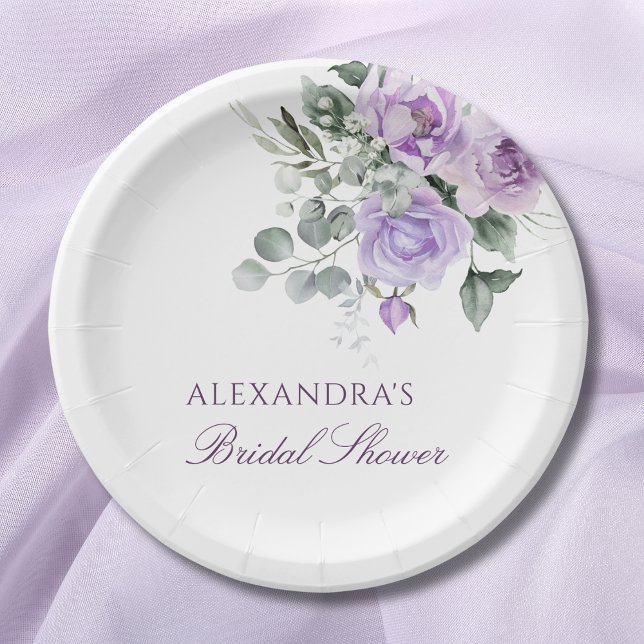Assiettes En Carton Fête des mariées de pivoine à l'aquarelle florale  (Créateur téléchargé)