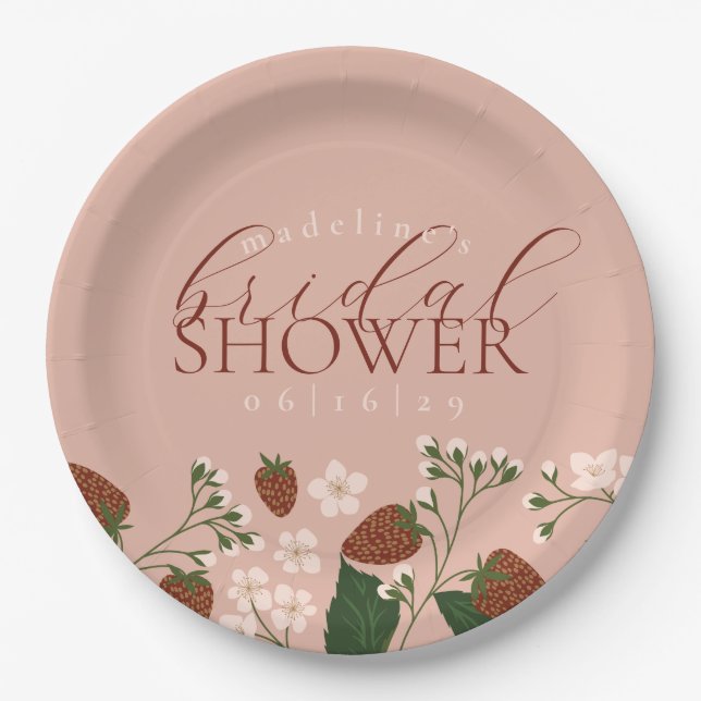 Assiettes En Carton Fête des mariées des fraises d'été (Devant)