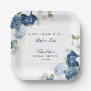 Assiettes En Carton Fête des mariées Dusty Blue Floral