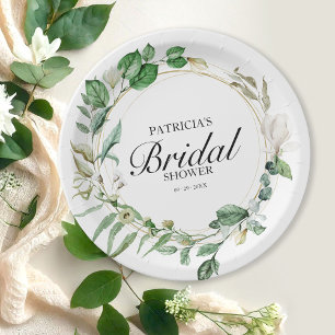 Assiettes En Carton Fête des mariées Eucalyptus géométrique