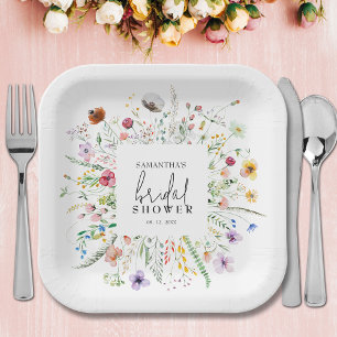 Assiettes En Carton Fête des mariées fleur sauvage
