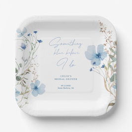 Assiettes En Carton Fête des mariées Fleur sauvage bleu