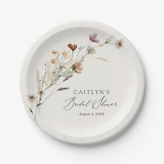 Assiettes En Carton Fête des mariées Fleur sauvage Boho Fall (Devant)