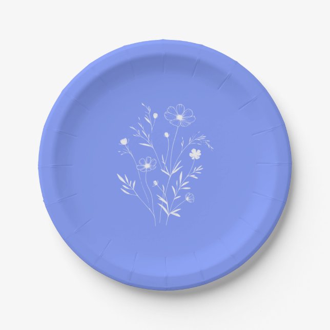 Assiettes En Carton Fête des mariées Fleur sauvage périphérique (Devant)