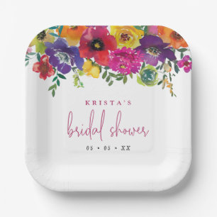 Assiettes En Carton Fête des mariées Fleurs colorées Fiesta