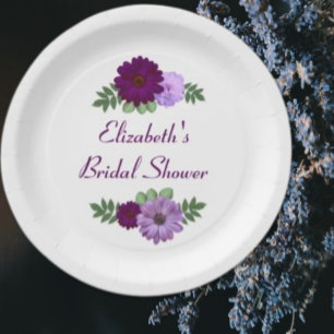 Assiettes En Carton Fête des mariées florale de pivoine violette