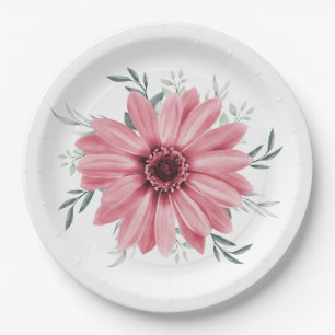 Assiettes En Carton Fête des mariées florale Rose Daisy
