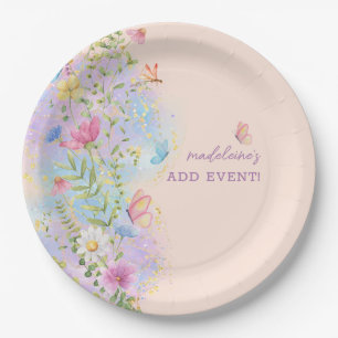 Assiettes En Carton Fête des mariées Jardin Floral Fleur sauvage