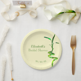 Assiettes En Carton Fête des mariées Lucky Bamboo Pastel Modèle jaune