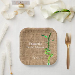 Assiettes En Carton Fête des mariées Lucky Bamboo Sur Bande Rustique B