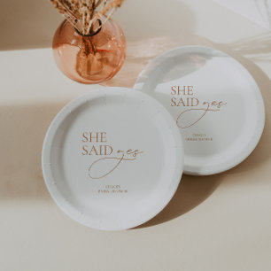 Assiettes En Carton Fête des mariées minimaliste élégante blanche