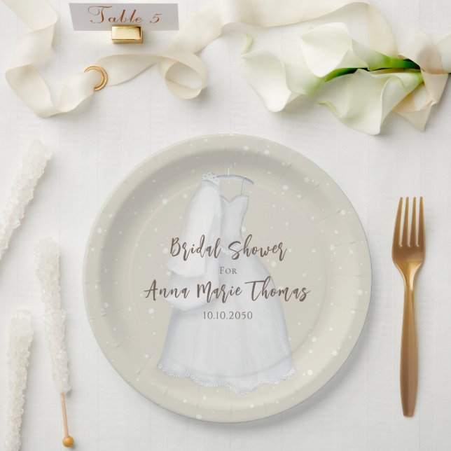 Assiettes En Carton Fête des mariées Minimaliste Robe simple Mariage (Mariage)