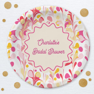 Assiettes En Carton Fête des mariées moderne Rétro Abstrait rose Vide