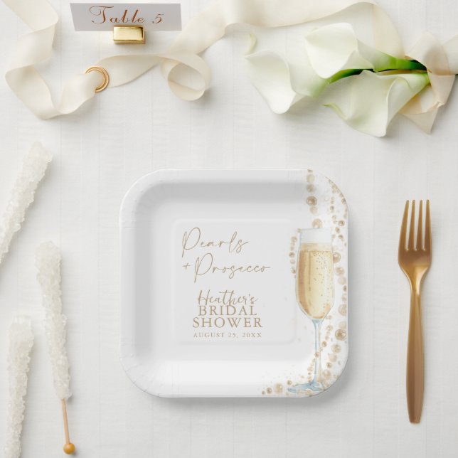 Assiettes En Carton Fête des mariées Perles et poursuites (Mariage)