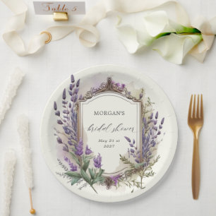Assiettes En Carton Fête des mariées Régale Lavande Aquarelle