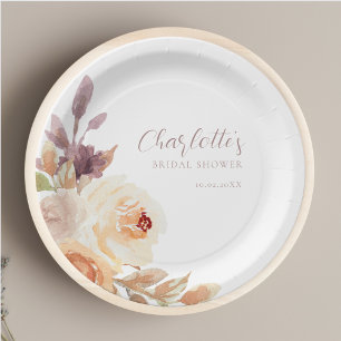 Assiettes En Carton Fête des mariées Rose du feuillage d'automne de Bo