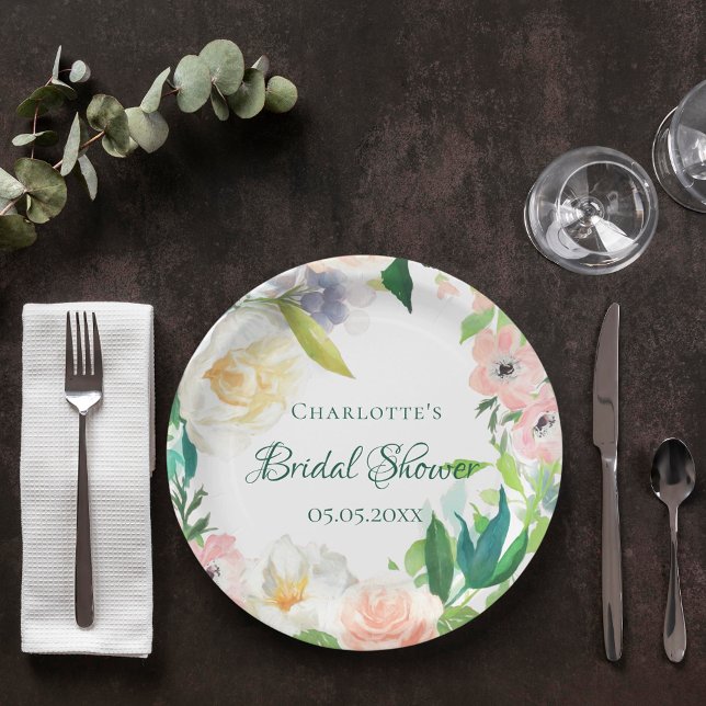 Assiettes En Carton Fête des mariées rose flou blanc (Créateur téléchargé)