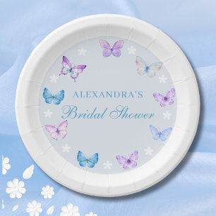 Assiettes En Carton Fête des mariées rose pourpre bleu papillon