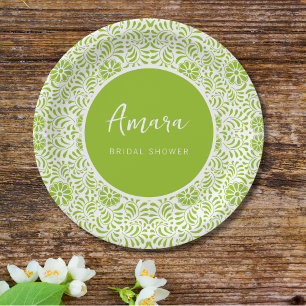 ASSIETTES EN CARTON FÊTE DES MARIÉES TALAVERA BLANCHE ET VERTE