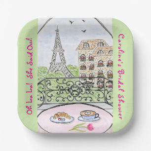 Assiettes En Carton Fête des mariées Tour Eiffel Paris Whimsical