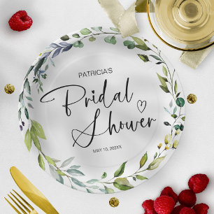 Assiettes En Carton Fête des mariées verdoyante élégante