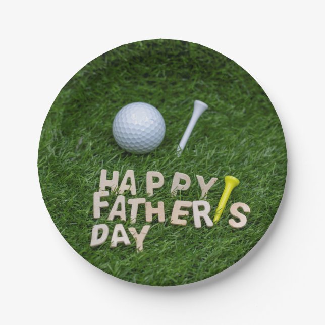 Assiettes En Carton Fête des pères de golf avec balle et tee (Devant)