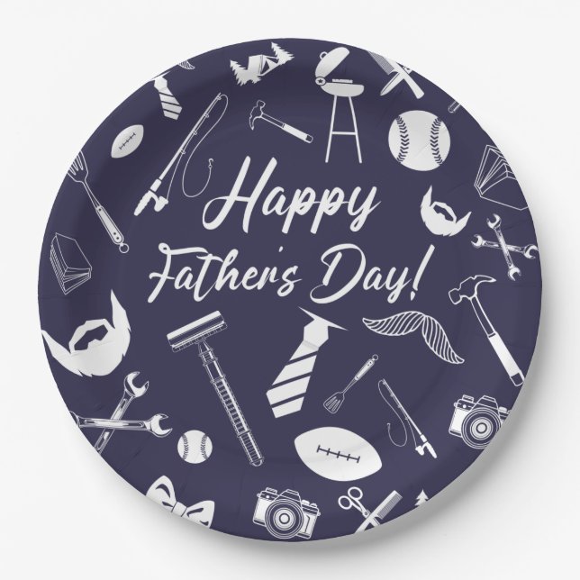 Assiettes En Carton Fête des pères joyeuse de la Marine (Devant)