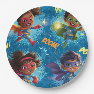 Assiettes En Carton Fête des Petits Super-héros