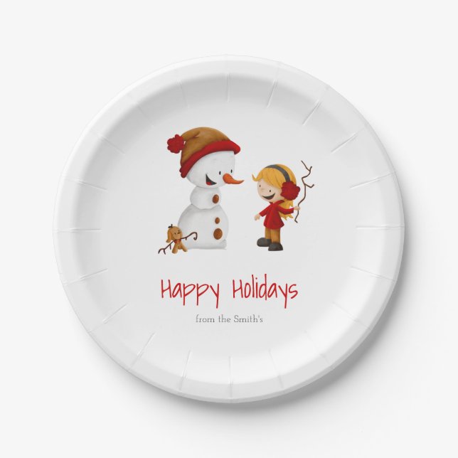 Assiettes En Carton Fête des Vacances d'hiver du motoneige (Devant)