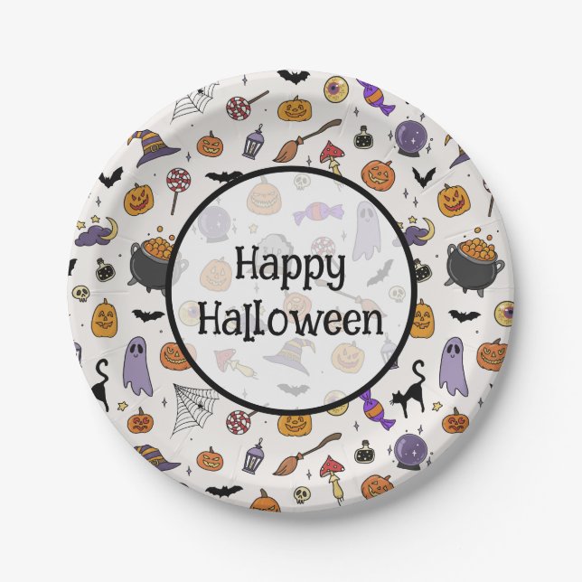 Assiettes En Carton Fête d'Halloween (Devant)
