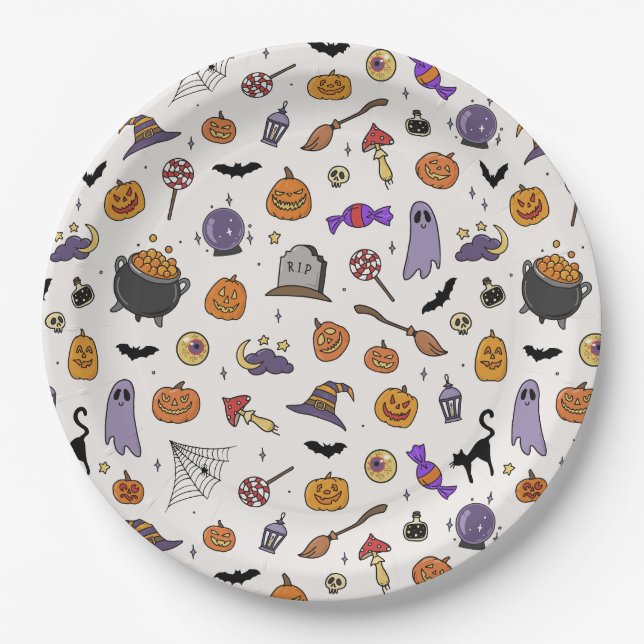 Assiettes En Carton Fête d'Halloween (Devant)