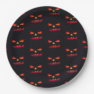 Assiettes En Carton Fête d'Halloween noir et orange citrouille