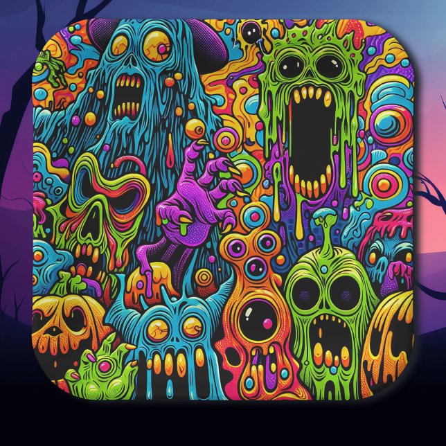 Assiettes En Carton Fête d'Halloween | Zombie et monstres (Créateur téléchargé)