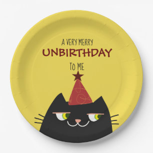 Assiettes En Carton Fête drôle de chat non-anniversaire