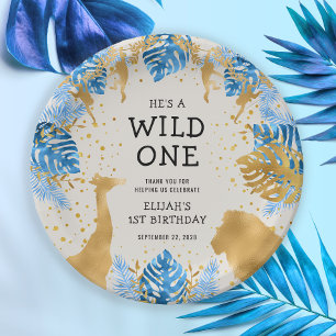 Assiettes En Carton Fête du 1er anniversaire de garçons Bleu Ecru Safa