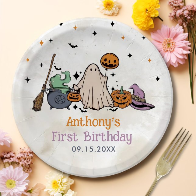 Assiettes En Carton Fête du 1er anniversaire d'Halloween (Créateur téléchargé)