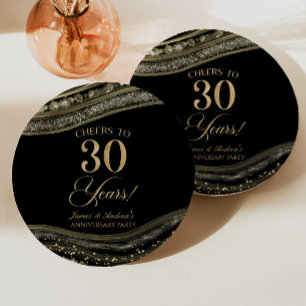 Assiettes En Carton Fête du 30e Anniversaire de Mariage Elégante en Ag