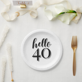 Assiettes En Carton Fête du 40e anniversaire