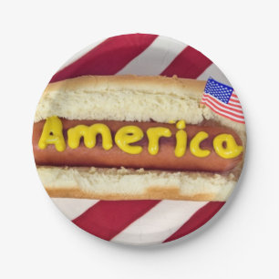 Assiettes En Carton Fête du 4 juillet avec hot dog
