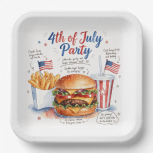 Assiettes En Carton Fête du 4 juillet Jour de l'Indépendance