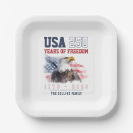 Assiettes En Carton Fête du 4 juillet USA 250e anniversaire de l'Améri