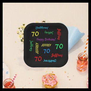 Assiettes En Carton Fête du 70e anniversaire des Noirs, noms répéti