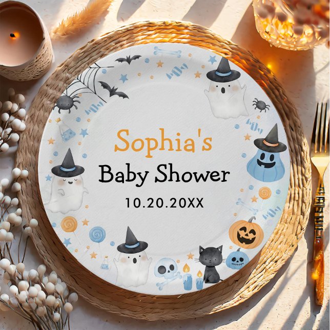 Assiettes En Carton Fête du Baby shower fantôme d'Halloween (Créateur téléchargé)