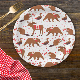 Assiettes En Carton Fête du Canada Animaux canadiens
