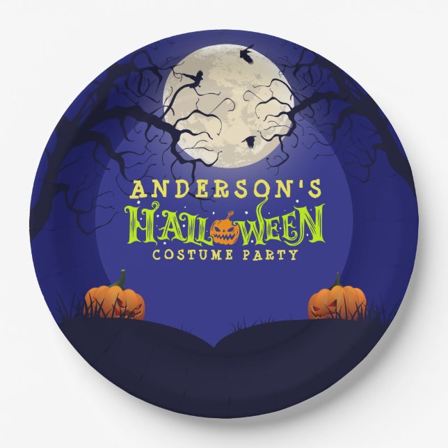 Assiettes En Carton Fête du costume d'Halloween (Devant)