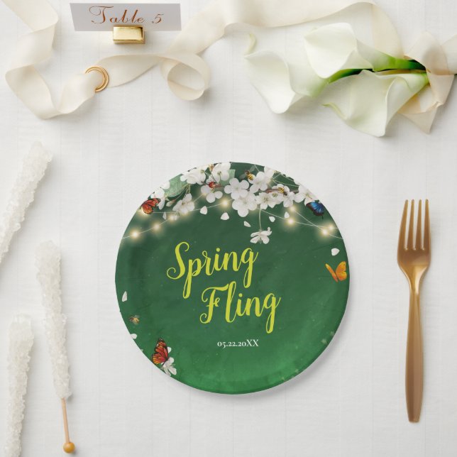 Assiettes En Carton Fête du jardin de Spring Fling (Mariage)